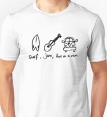 Surf,Jam, Live in a van Unisex T-Shirt