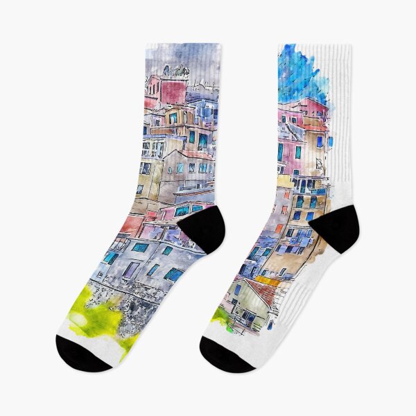 Item preview, Colorful Manarola Italy Watercolor designed and sold by VerboShop.