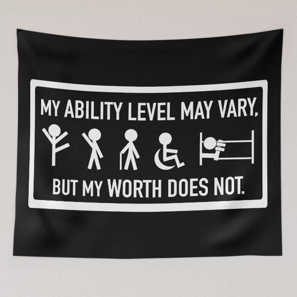 Item preview, White- Disability and Chronic Illness Awareness Advocacy - Ability Level May Change designed and sold by srhosterman.