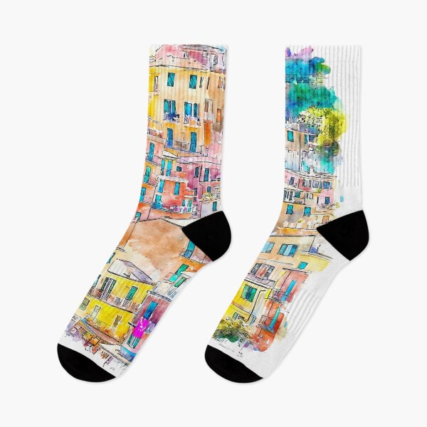 Item preview, Houses of Manarola Italy Watercolor designed and sold by VerboShop.