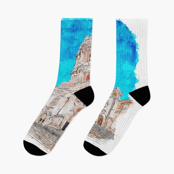 Item preview, Duomo of San Giorgio Modica Ragusa Italy Watercolor designed and sold by VerboShop.