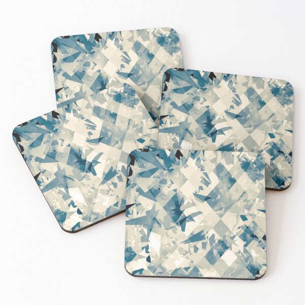 Item preview, fractal geometric square pixel pattern abstract background in blue  designed and sold by Mrvell.