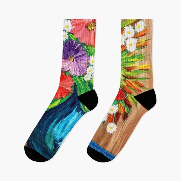 Item preview, Some abstract mixed flowers in a metallic vase  designed and sold by kkartwork.