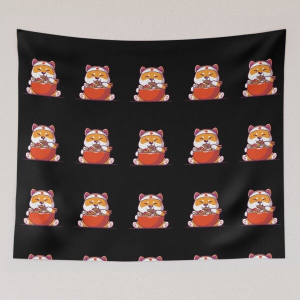 Item preview, CUTE SHIBA EAT RAMEN  designed and sold by justbejoker.