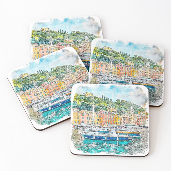 Item preview, Portofino Bay Italy Watercolor designed and sold by VerboShop.