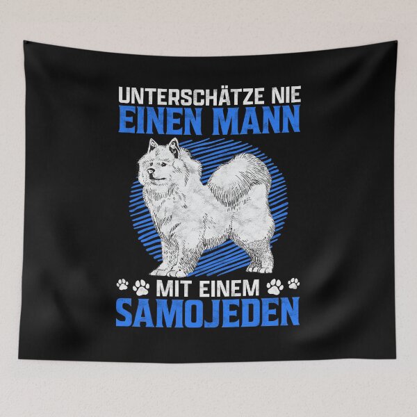 Item preview, Man with Samoyed sled dog owner saying designed and sold by madgrfx.