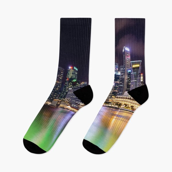 Item preview, Night cityscape skyline photo of Singapore Central Business District and Financial Centre. Long exposure photo designed and sold by Artsy Boulevard.