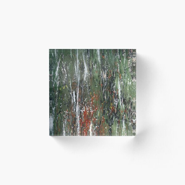 Moss and lichen on fencepost II/III Acrylic Block