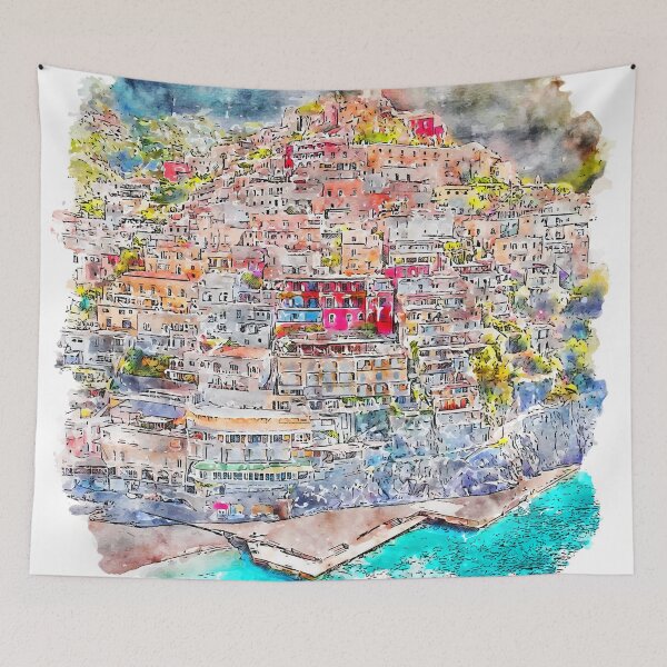 Item preview, View Positano Italy Watercolor designed and sold by VerboShop.