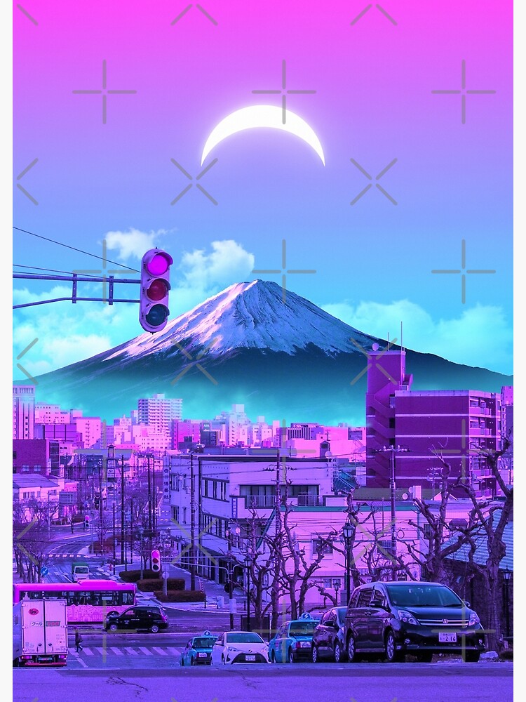 Discover Vaporwave Fuji Premium Matte Vertical Poster