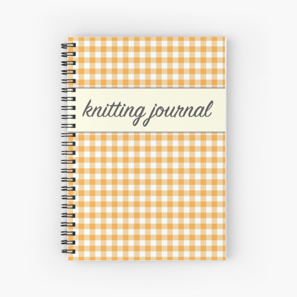 Knitting Journal Orange Gingham Pattern Spiral Notebook
