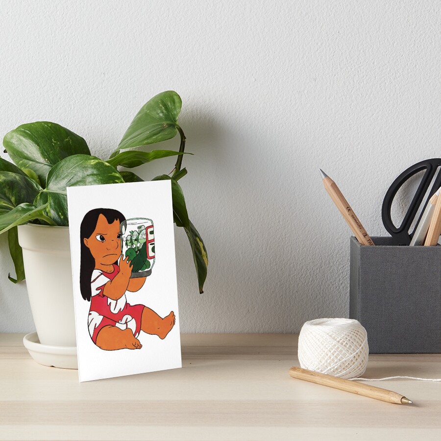 "Watercolor Lilo Pickle Jar Voodoo" Art Board Print for Sale by