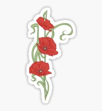 Jugendstil Mohn Kunst Sticker