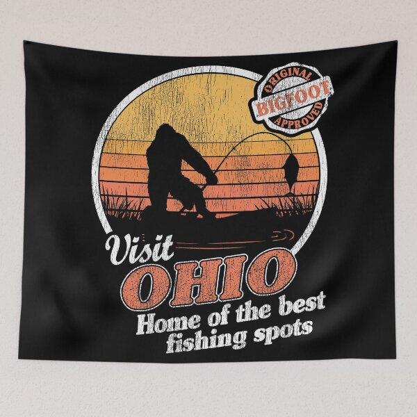 Item preview, Funny Bigfoot Sasquatch Fishing Gift Vintage Visit Ohio designed and sold by Stronzi.