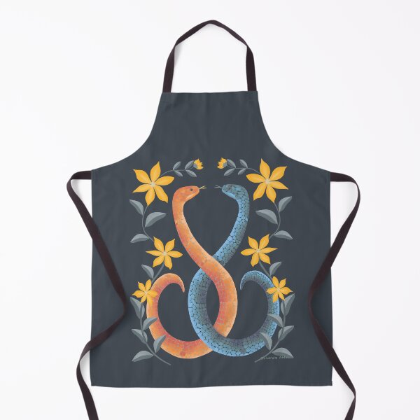 Item preview, Entwined Snakes With Flowers and Leaves– Modern Folk Art Illustration  designed and sold by OstarasAttic.