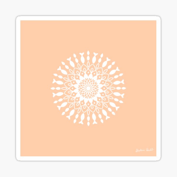 Peach Fish Mandala Sticker