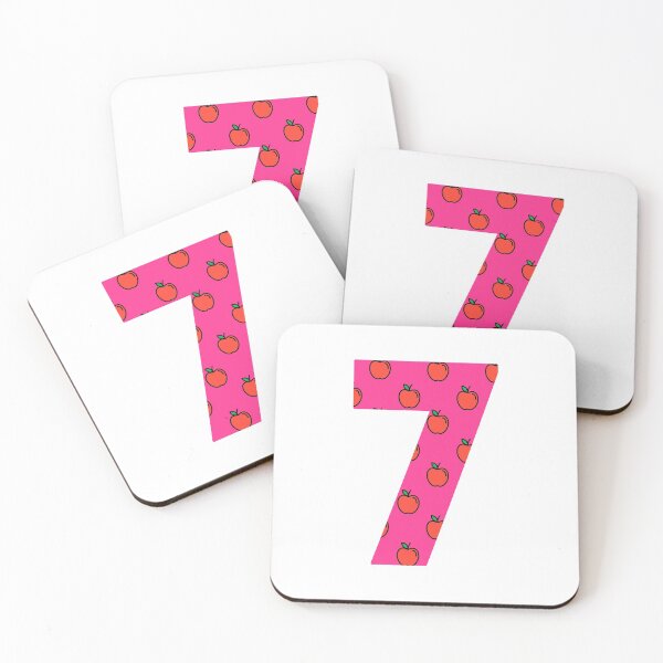 Item preview, Number 7 in pink color with apple pattern designed and sold by VrajStudio.