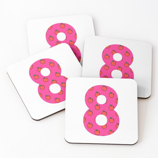Item preview, Number 8 in pink color with apple pattern designed and sold by VrajStudio.