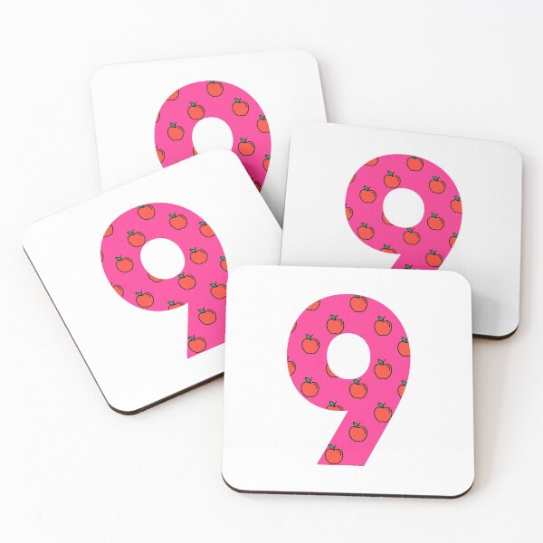 Item preview, Number 9 in pink color with apple pattern designed and sold by VrajStudio.