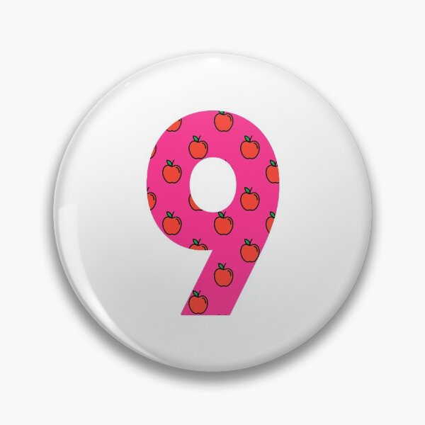 Item preview, Number 9 in pink color with apple pattern designed and sold by VrajStudio.
