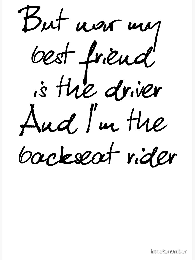 "Sara Kays Backseat Rider" Poster for Sale by imnotanumber Redbubble