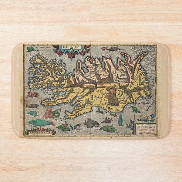 Item preview, Medieval Map of Iceland with Sea Monsters designed and sold by worldways.