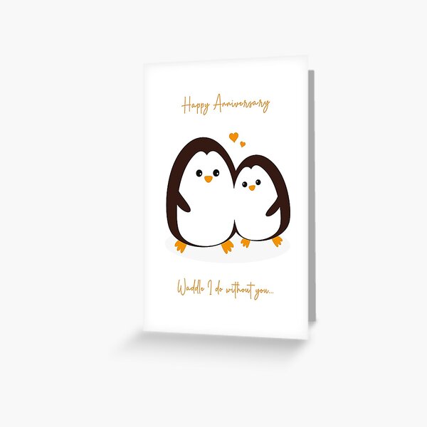 Item preview, Romantic Couples Penguin Anniversary Card designed and sold by Imis Design Shop.