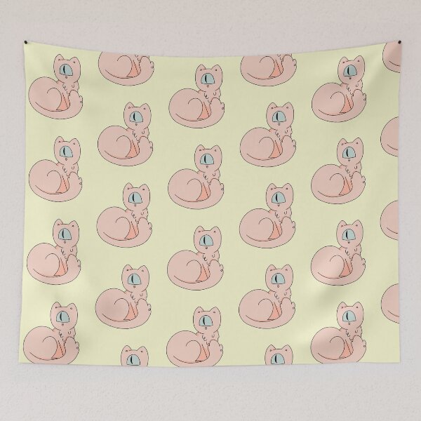 Item preview, Cute pastel pink cyclops one eyed cat designed and sold by sophieklen.