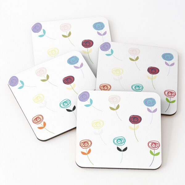 Item preview, Little Rose, cute multi-colour flower icons on white designed and sold by Susan Marie Williams.