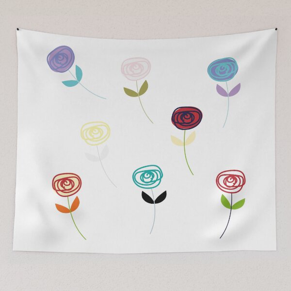 Item preview, Little Rose, cute multi-colour flower icons on white designed and sold by Susan Marie Williams.
