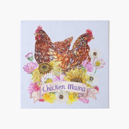 Vista previa del artículo con la obra «Chicken Mama - Gallinas rojas y flores de verano», diseñado y vendido por becca-boyce.
