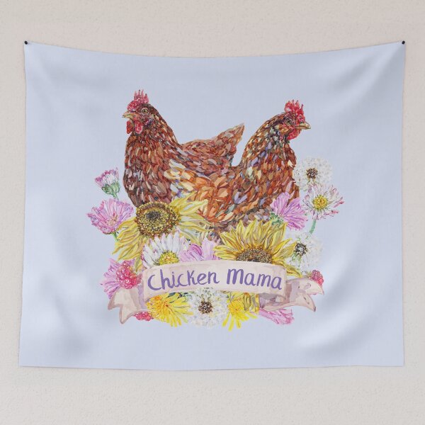 Item preview, Chicken Mama - Red Hens and Summer Flowers designed and sold by becca-boyce.