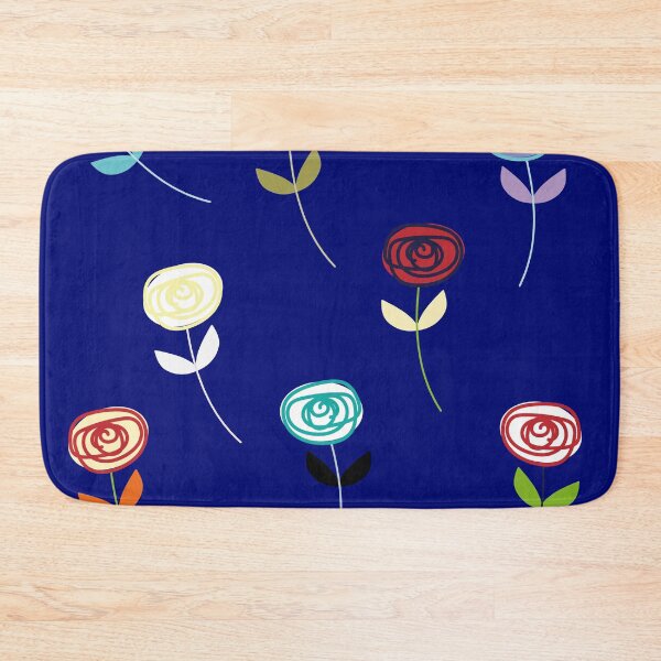 Item preview, Little Rose, cute multi-colour flower icons on midnight blue designed and sold by Susan Marie Williams.