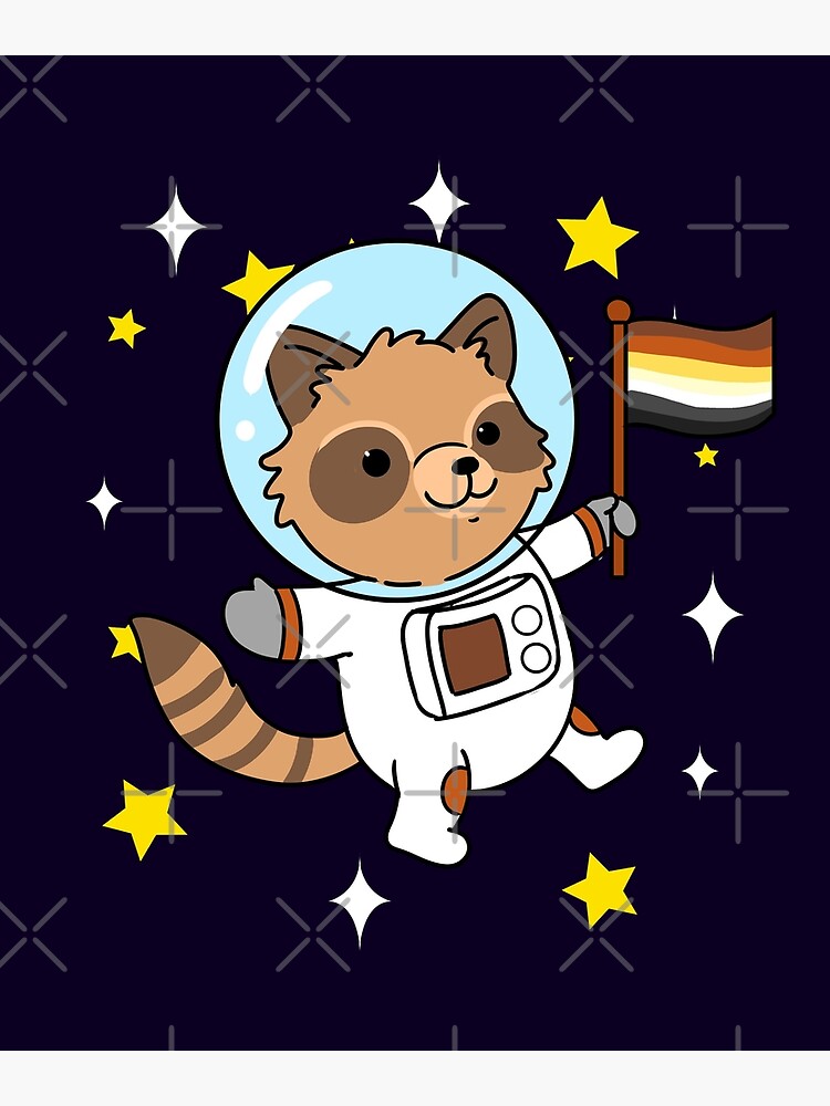 Disover Gay Bear Raccoon In Space Gay Bear Pride Premium Matte Vertical Poster