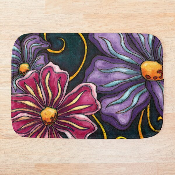 Grandes fleurs violettes Tapis de bain