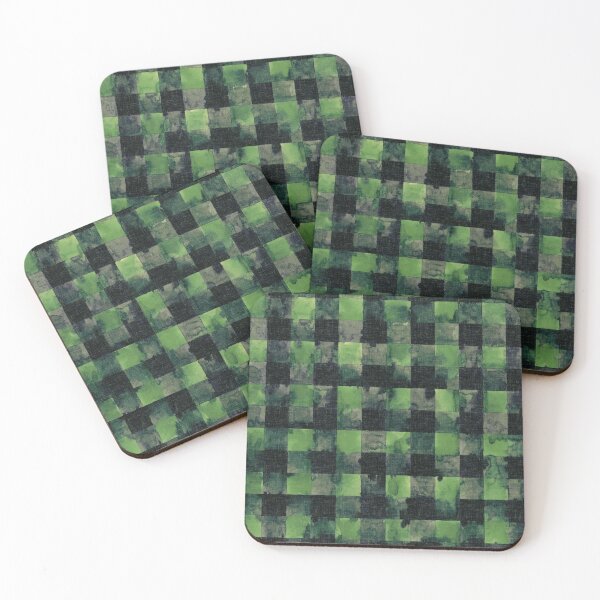 Item preview, Lumberjack squares watercolor green designed and sold by Rebecca Reck Art.