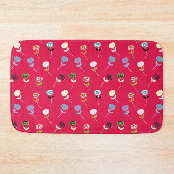 Item preview, Little Rose, cute multi-colour fashion print on dark coral pinky red designed and sold by Susan Marie Williams.