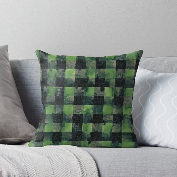 Item preview, Lumberjack squares watercolor green designed and sold by Rebecca Reck Art.