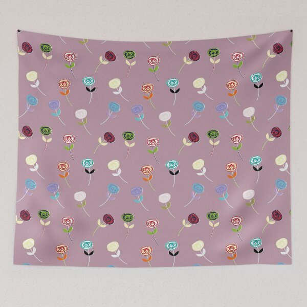 Item preview, Little Rose, cute multi-colour fashion print on dusky pale pink designed and sold by Susan Marie Williams.