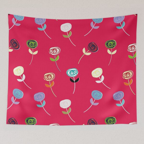 Item preview, Little Rose, cute large-scale fashion print on dark coral pinky red designed and sold by Susan Marie Williams.