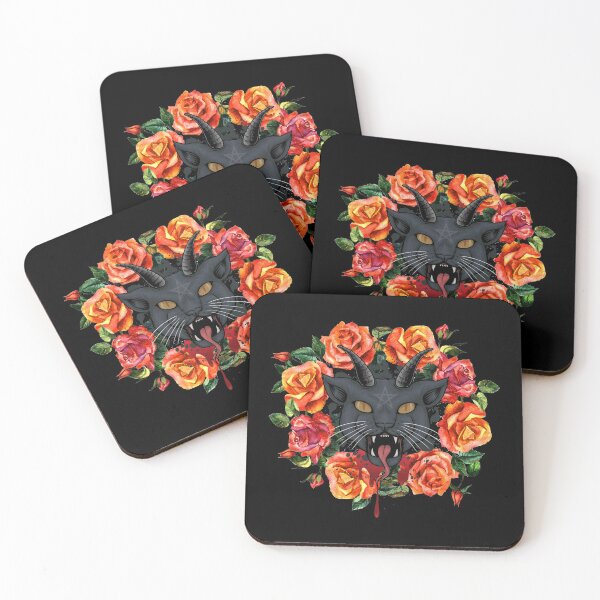 Item preview, Satanic Cat with Roses designed and sold by Nathalie Aynié.