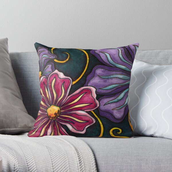 Grandes fleurs violettes Coussin