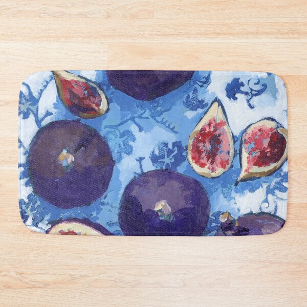 Item preview, Figs on a White and Blue Patterned Plate designed and sold by AMOpainting.