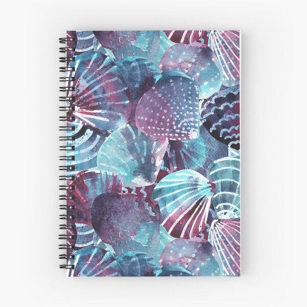 Item preview, watercolor seashells in purple and blue designed and sold by rysunki-malunki.
