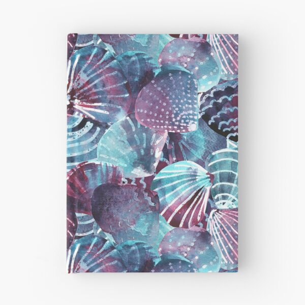 Item preview, watercolor seashells in purple and blue designed and sold by rysunki-malunki.