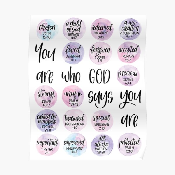 You are who God says you are - Identity in Christ artwork (Purple) Poster
