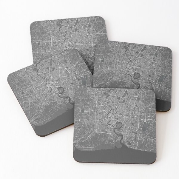 Item preview, Bangkok minimalistic map monochrome dark gray designed and sold by softlycarol.