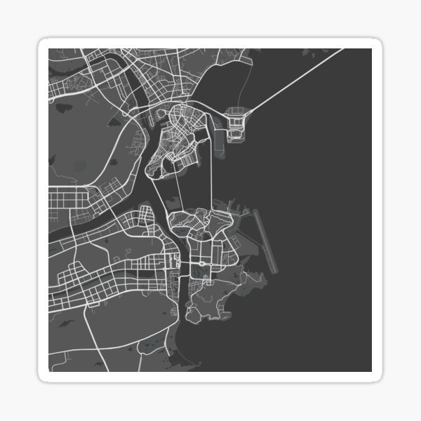Item preview, Macau minimalistic map monochrome dark gray designed and sold by softlycarol.