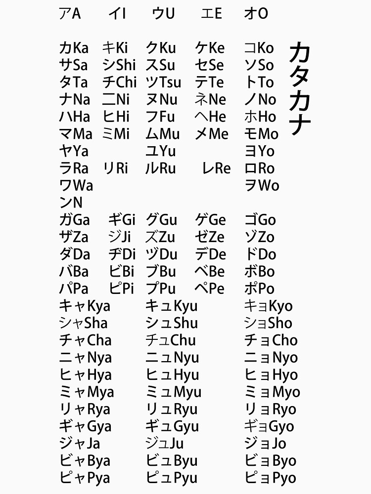 Il Circule Au Japon En 3 Lettres T-shirt « Le Katakana - Tout le deuxième alphabet japonais avec