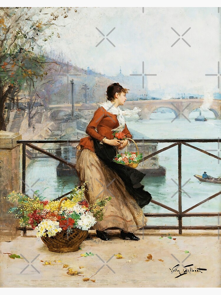 The Flower Vendor On The Pont Des Arts, Paris By Victor Gabriel Gilbert |  Art Board Print